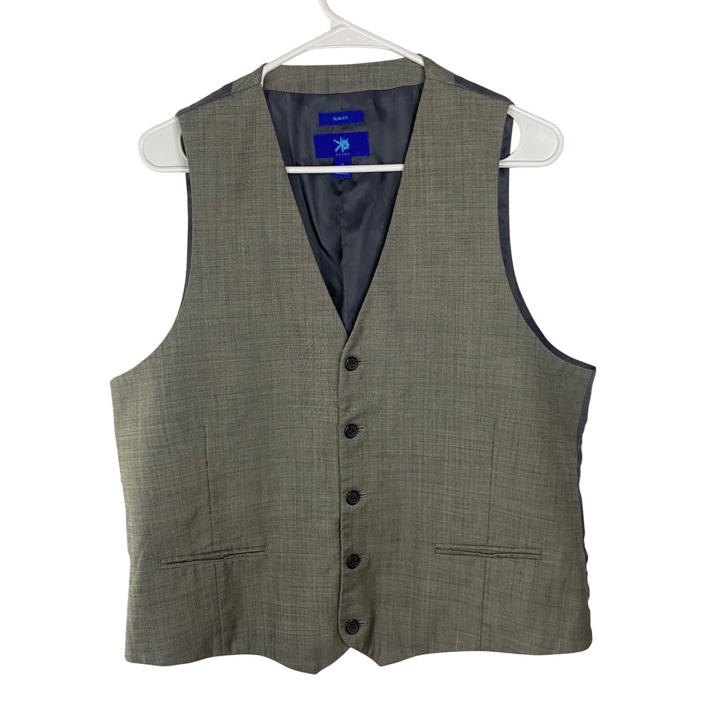 Egara Mens Gray 100% Wool Slim Fit Suit Vest Waistcoat XL‎